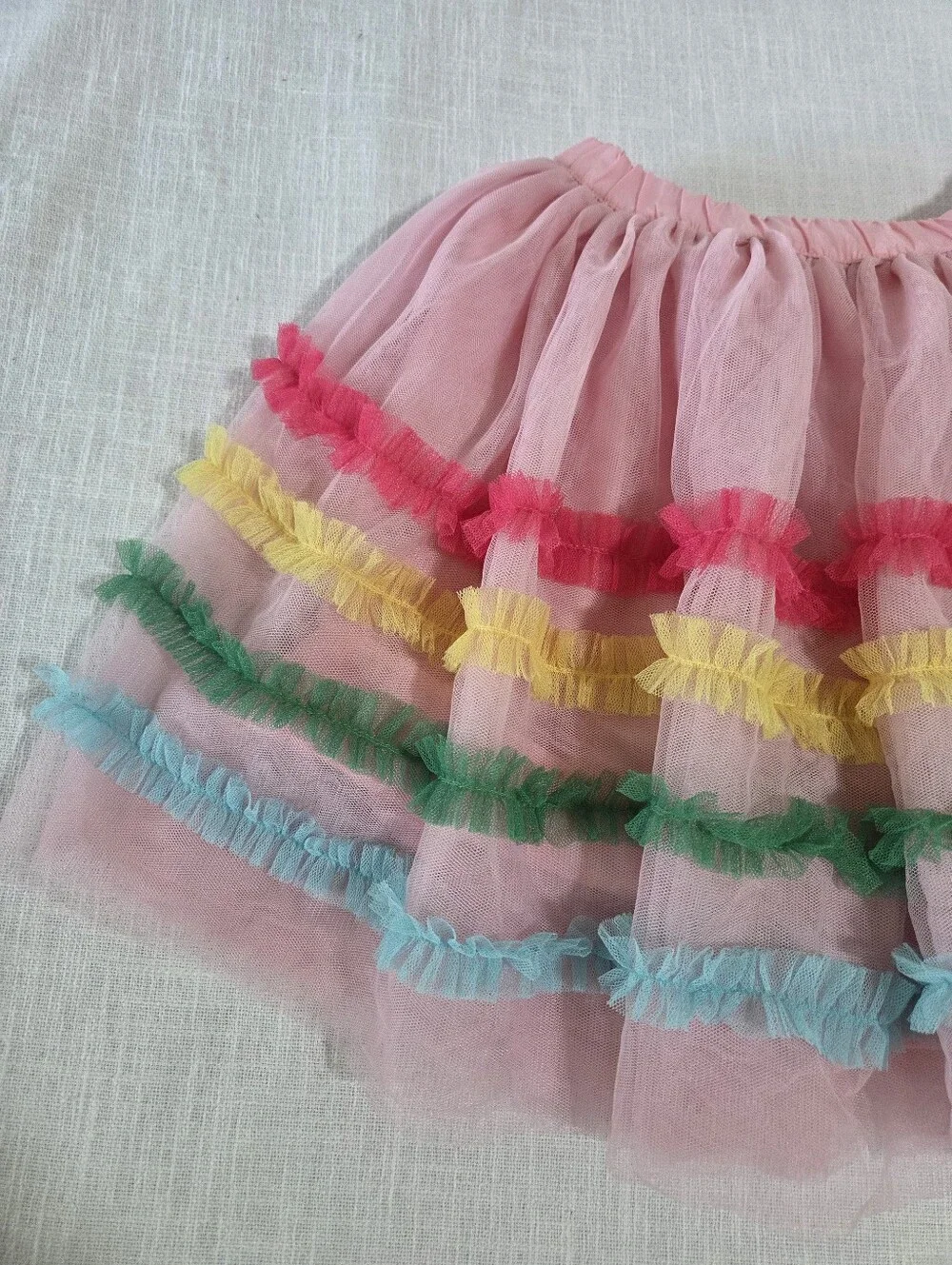 Gymboree Tiered Tulle Skirt Pink Rainbow Colorful Twirly Girls Kids 8